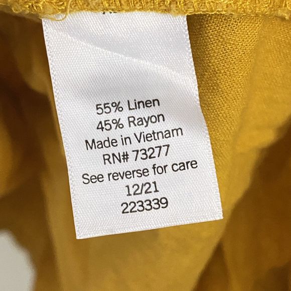 Croft & Barrow Dress Womens Size 2X Mustard Linen Blend Tiered Sleeveless Pocket - Picture 8 of 9